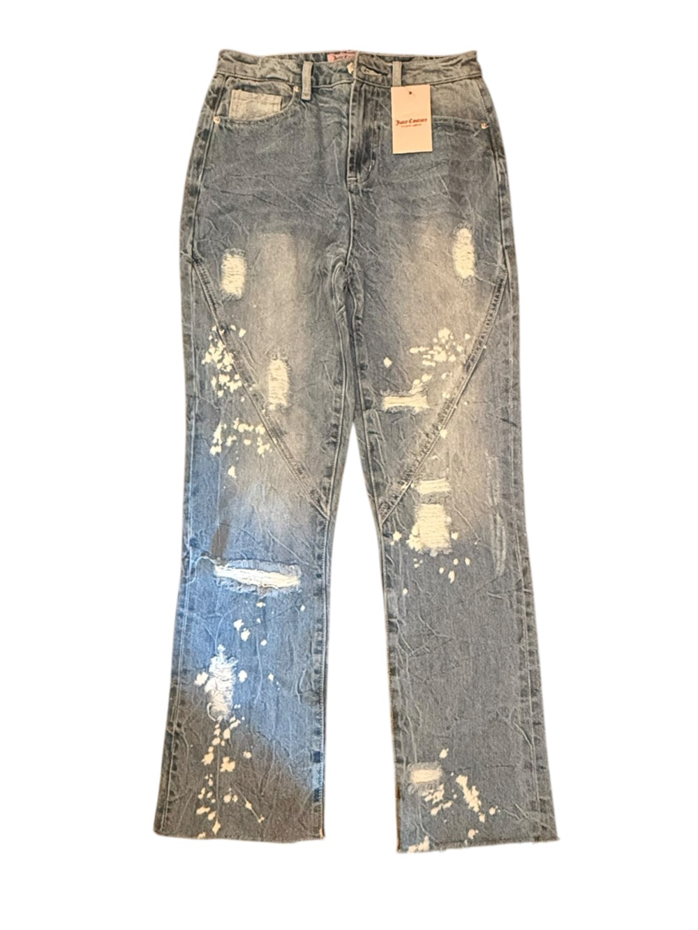 NWT Juicy Couture Jeans Straight Leg Distressed 2 Hearts Y2K Jeans 90s Style